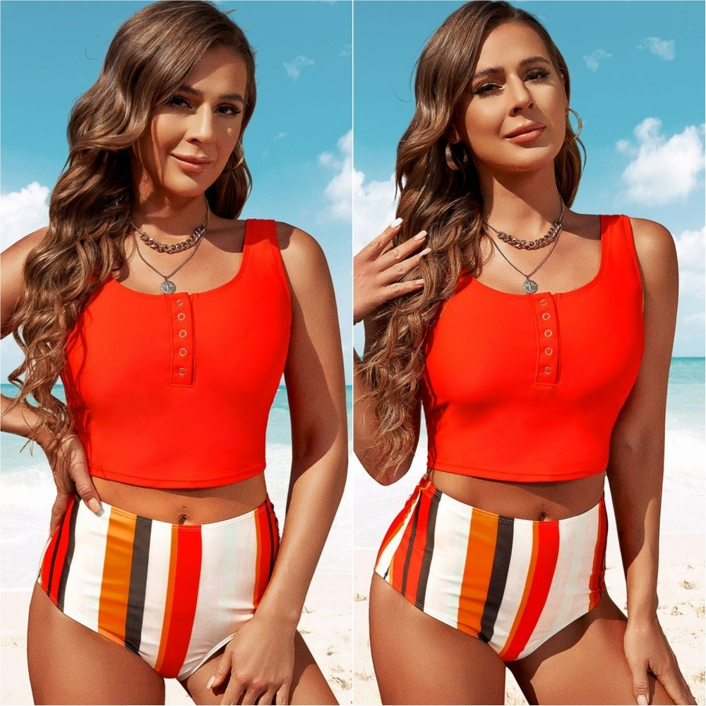 Snap & Splash Tankini Set - Red